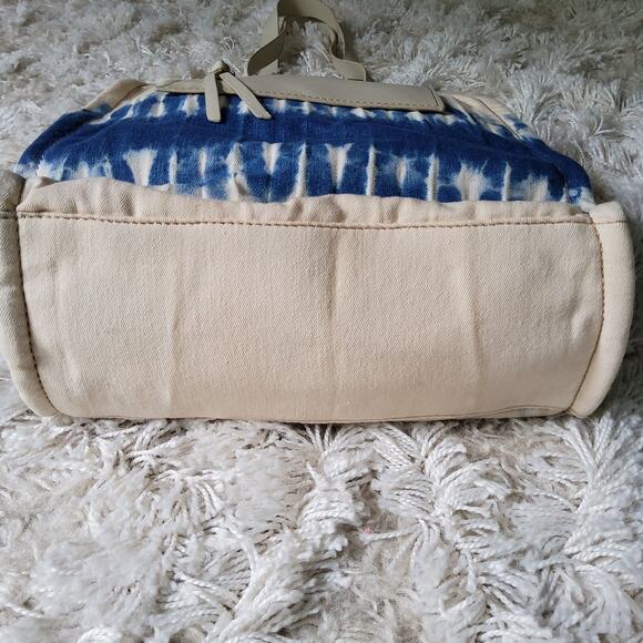 Lucky Brand Soue Top Handle Shoulder Strap Twill Canvas Tote Bag in Blue Tie Dye - Picture 7 of 11